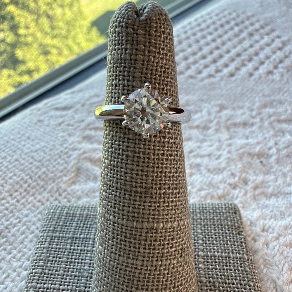 QVC Diamonique Sterling Silver Rhodium Plated 1 Carat Solitaire Ring Size 4